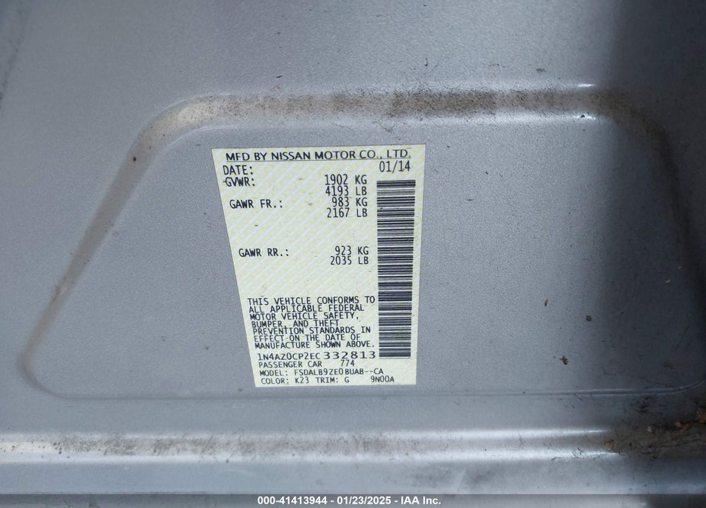 2014 NISSAN LEAF VIN: 1N4AZ0CP2EC332813