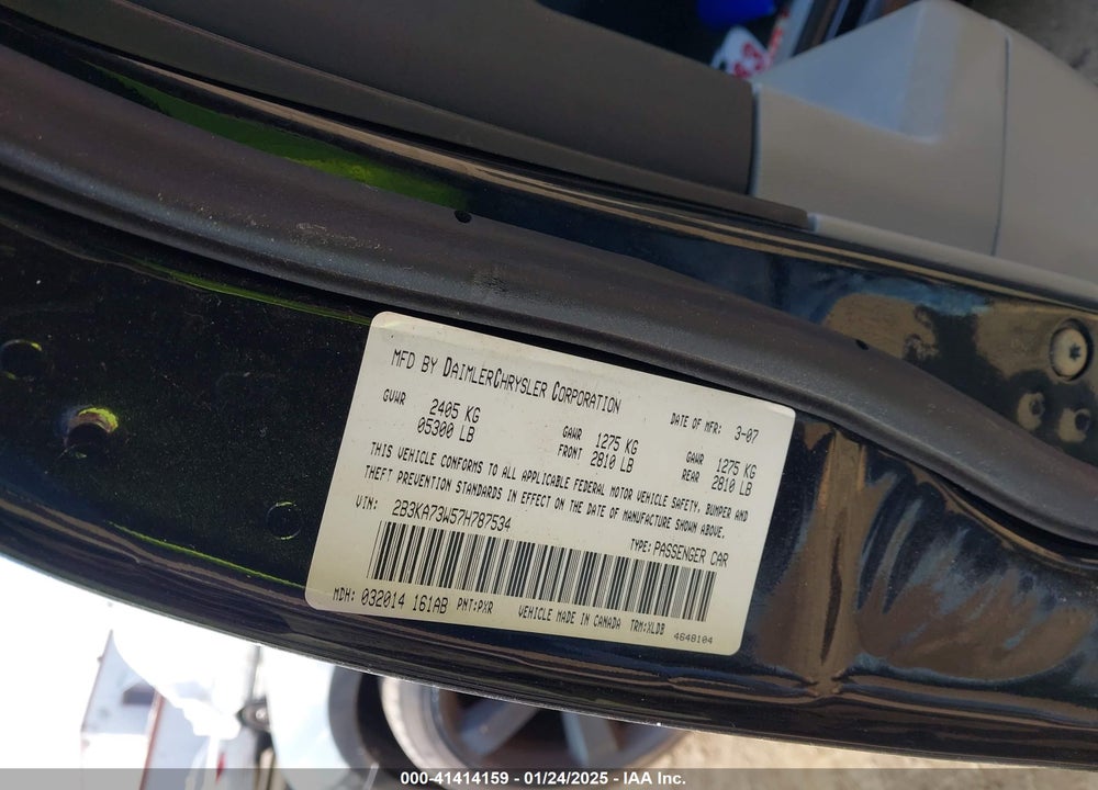 2007 DODGE CHARGER VIN: 2B3KA73W57H787534