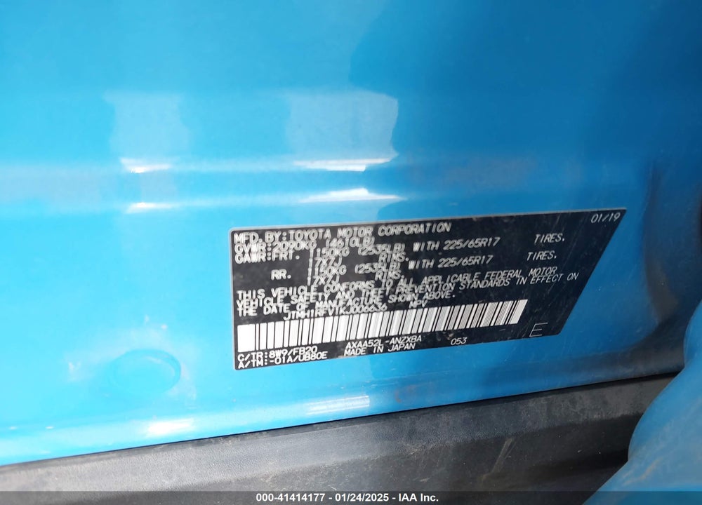 2019 TOYOTA RAV4 LE VIN: JTMH1RFV1KJ006636