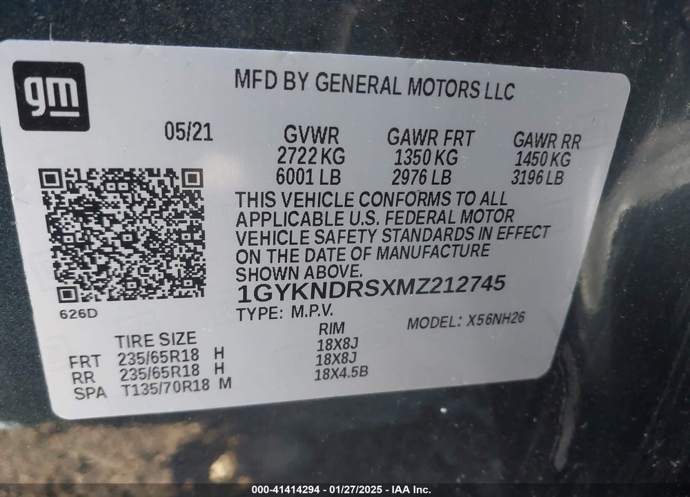 2021 CADILLAC XT5 AWD PREMIUM LUXURY VIN: 1GYKNDRSXMZ212745
