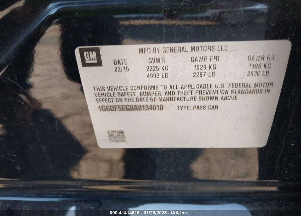 2010 CADILLAC CTS VIN: 1G6DF5EG8A0134018