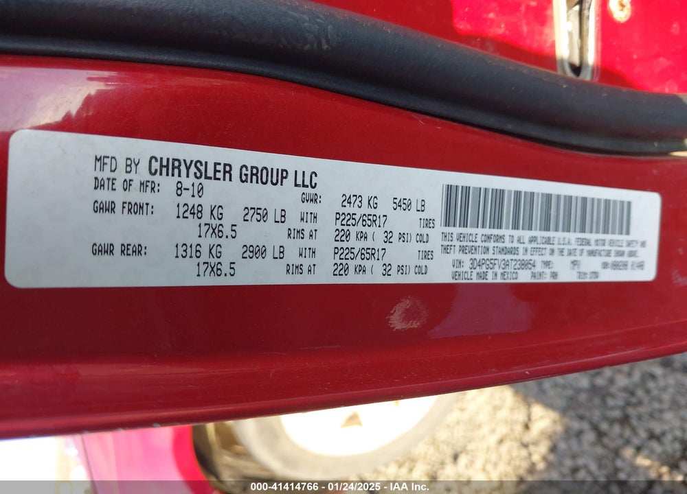 2010 DODGE JOURNEY SXT VIN: 3D4PG5FV3AT238054