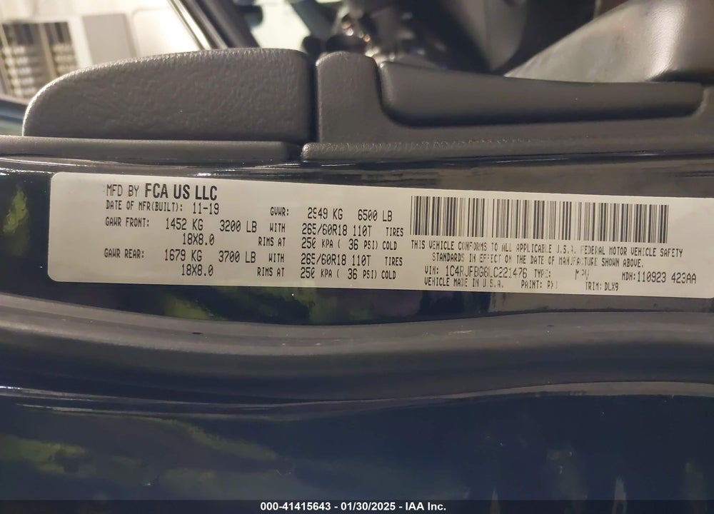 2020 JEEP GRAND CHEROKEE LIMITED 4X4 VIN: 1C4RJFBG6LC221476
