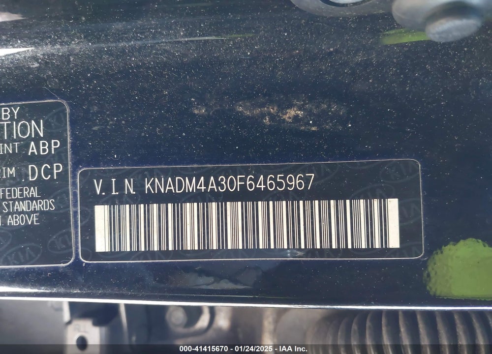 2015 KIA RIO VIN: KNADM4A30F6465967