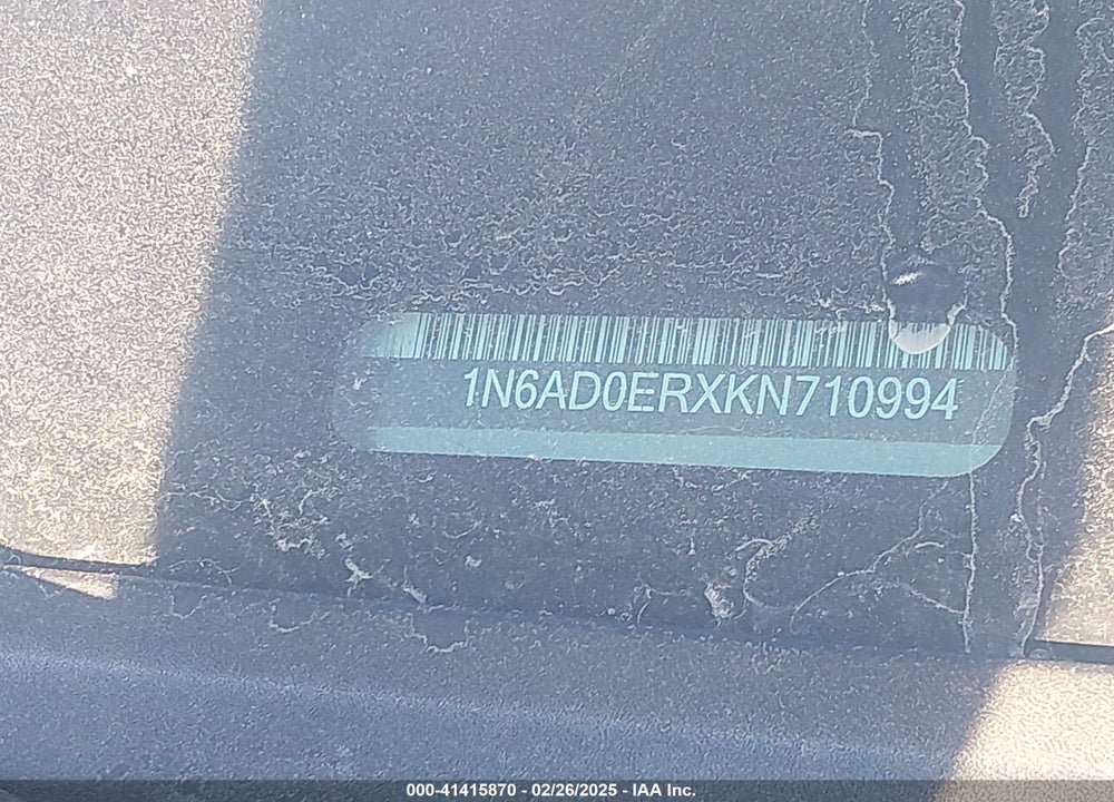 2019 NISSAN FRONTIER VIN: 1N6AD0ERXKN710994