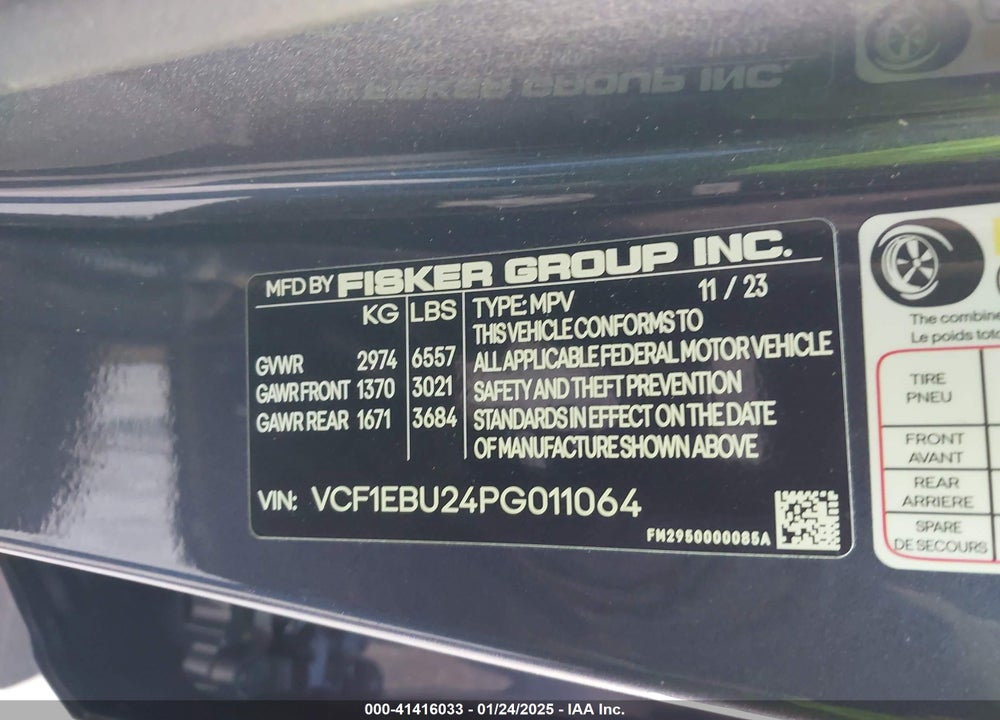2023 FISKER OCEAN EXTREME VIN: VCF1EBU24PG011064