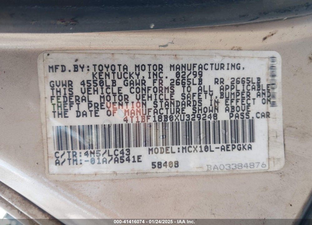 1999 TOYOTA AVALON XLS VIN: 4T1BF18B0XU329248