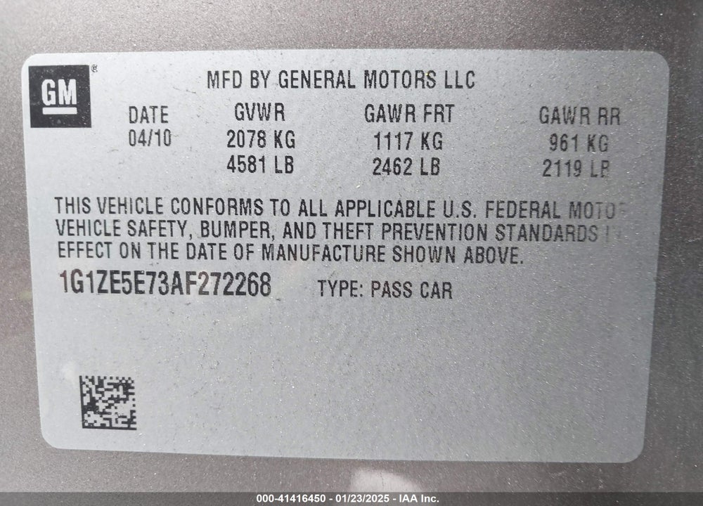 2010 CHEVROLET MALIBU VIN: 1G1ZE5E73AF272268