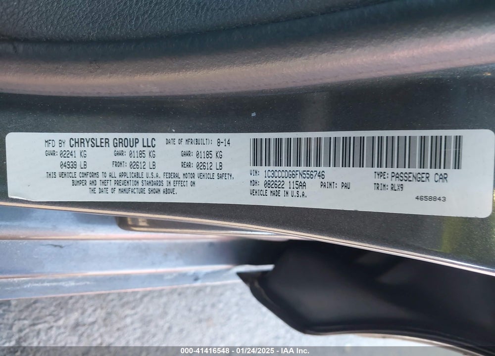 2015 CHRYSLER 200 VIN: 1C3CCCDG6FN556746