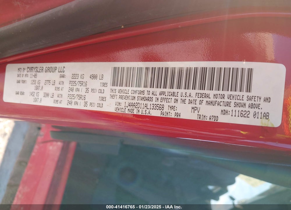 2010 JEEP WRANGLER SPORT VIN: 1J4AA2D11AL133568
