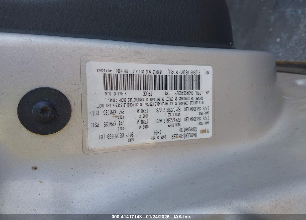 2004 DODGE RAM 1500 SLT/LARAMIE VIN: 1D7HU18N34S646307