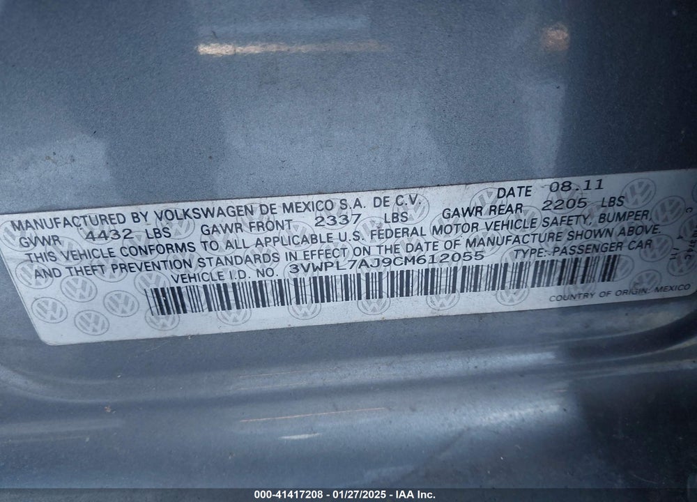 2012 VOLKSWAGEN JETTA SPORTWAGEN 2.0L TDI VIN: 3VWPL7AJ9CM612055