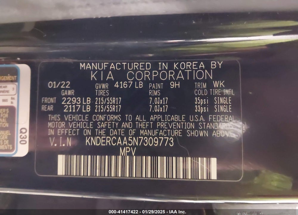 2022 KIA SELTOS EX VIN: KNDERCAA5N7309773