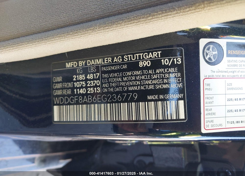 2014 MERCEDES-BENZ C 300 LUXURY 4MATIC/SPORT 4MATIC VIN: WDDGF8AB6EG236779