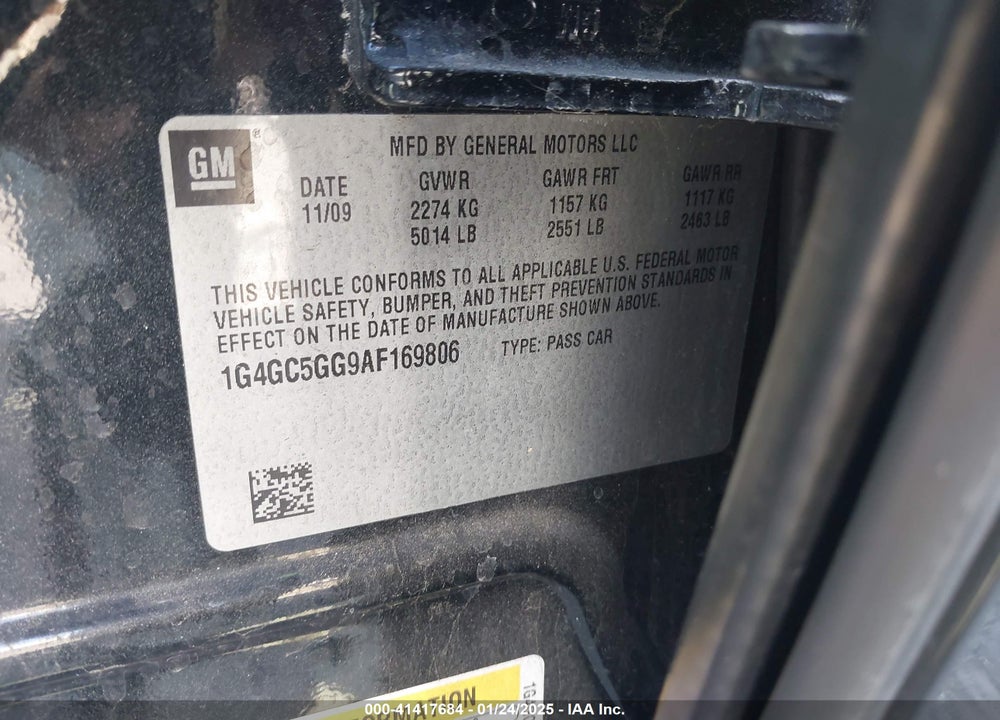 2010 BUICK LACROSSE VIN: 1G4GC5GG9AF169806