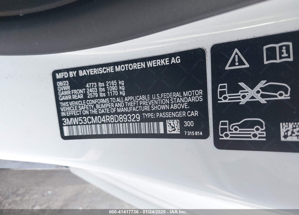 2024 BMW M240 VIN: 3MW53CM04R8D89329