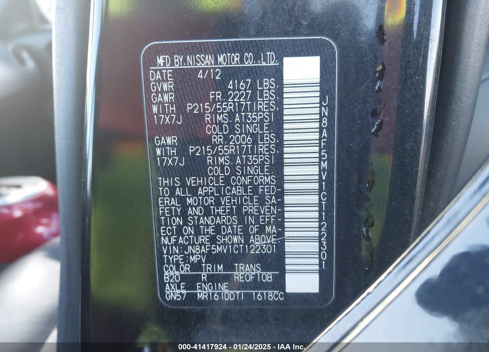 2012 NISSAN JUKE SL VIN: JN8AF5MV1CT122301