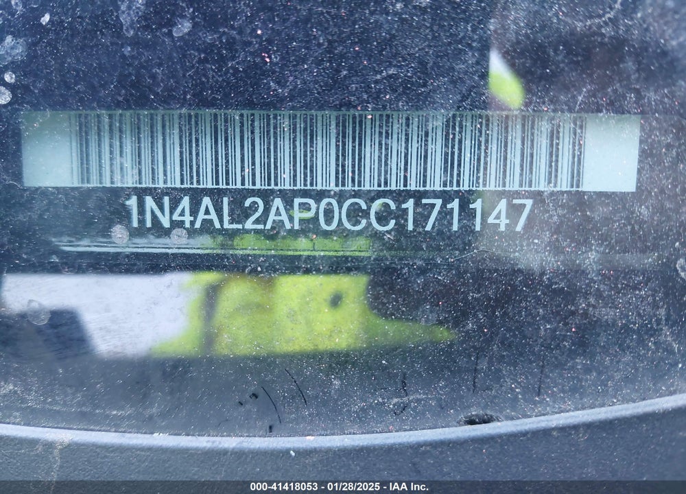 2012 NISSAN ALTIMA VIN: 1N4AL2AP0CC171147