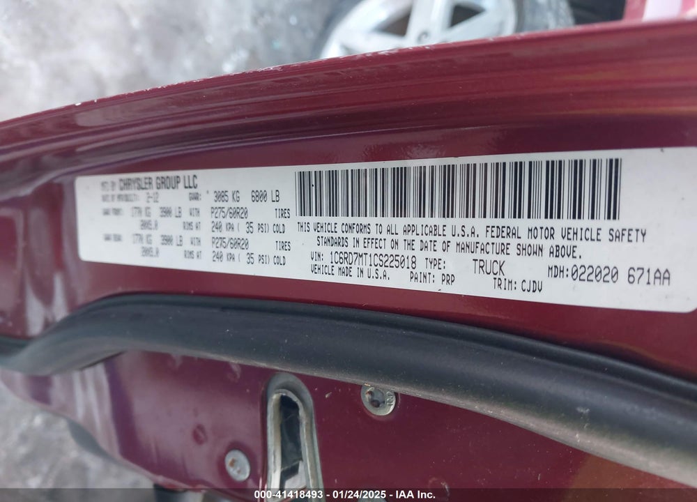 2012 DODGE RAM 1500 VIN: 1C6RD7MT1CS225018