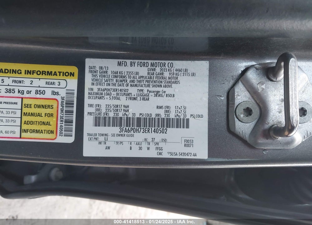 2014 FORD FUSION VIN: 3FA6P0H73ER140502