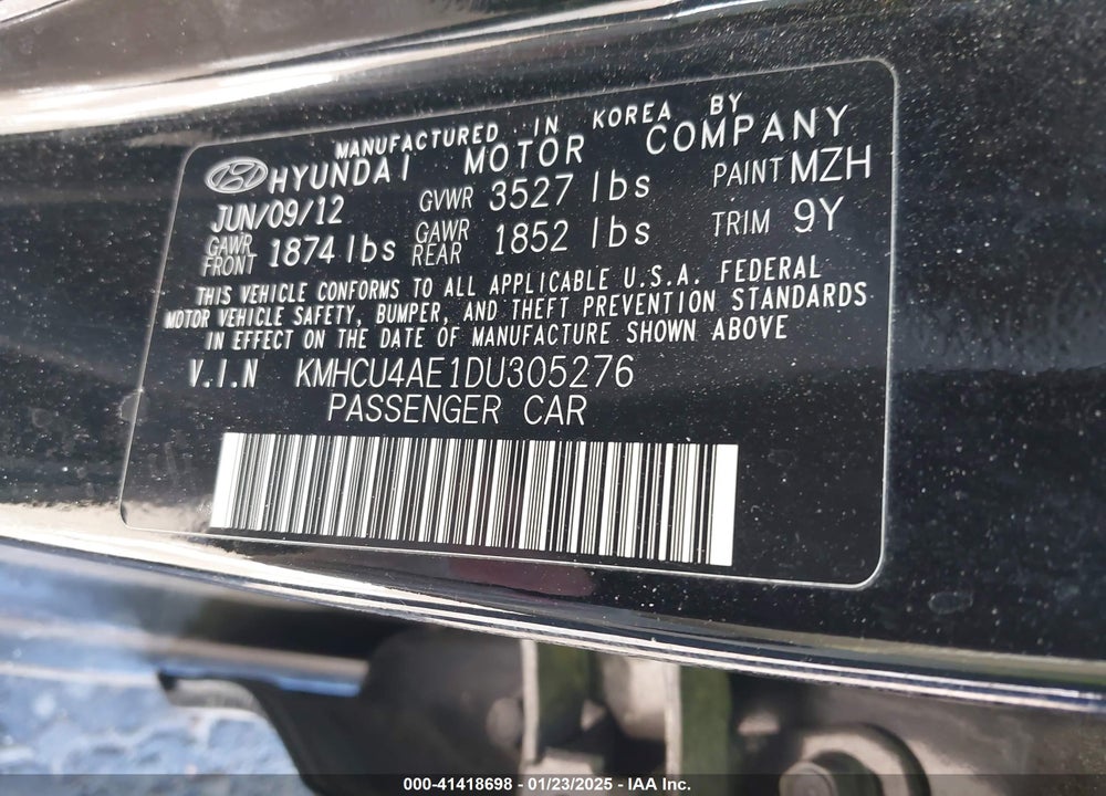 2013 HYUNDAI ACCENT VIN: KMHCU4AE1DU305276