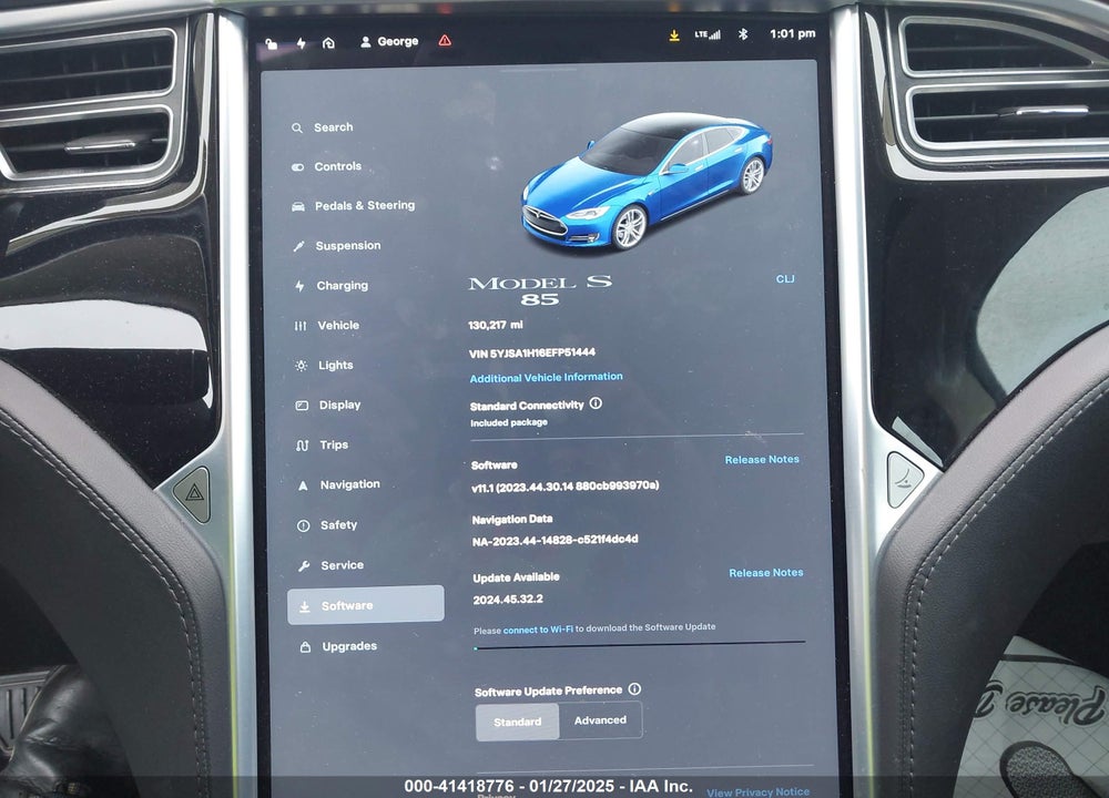2014 TESLA MODEL S VIN: 5YJSA1H16EFP51444