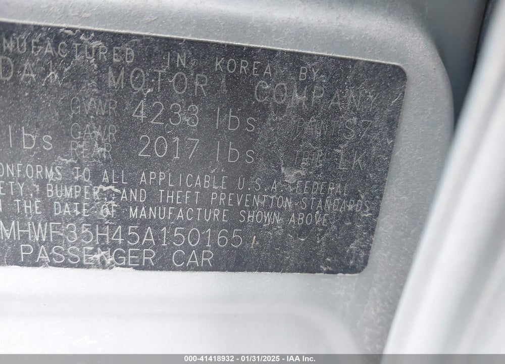 2005 HYUNDAI SONATA GLS/LX VIN: KMHWF35H45A150165