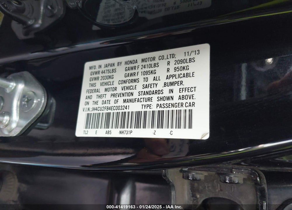 2014 ACURA TSX 2.4 VIN: JH4CU2F84EC003241