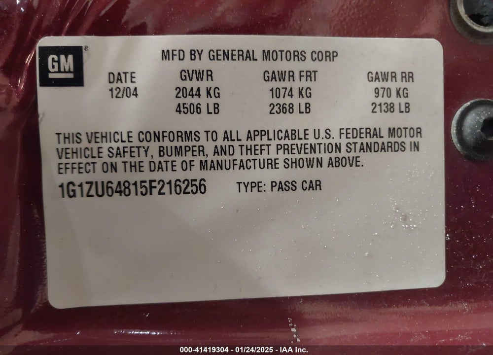 2005 CHEVROLET MALIBU MAXX LT VIN: 1G1ZU64815F216256