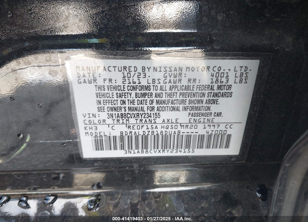 2024 NISSAN SENTRA VIN: 3N1AB8CVXRY234155