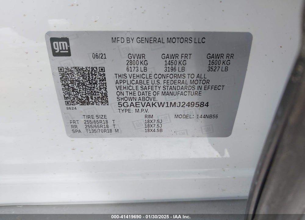 2021 BUICK ENCLAVE AWD ESSENCE VIN: 5GAEVAKW1MJ249584