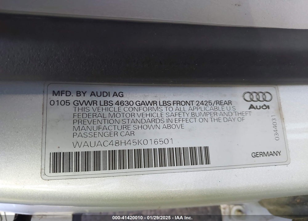 2005 AUDI A4 1.8T VIN: WAUAC48H45K016501