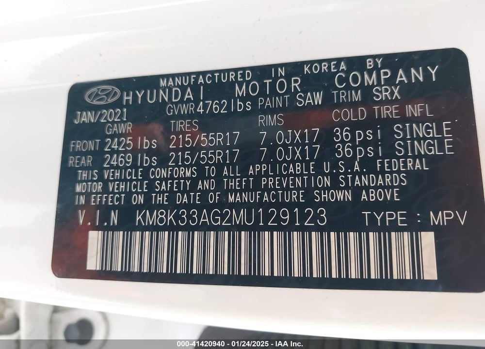 2021 HYUNDAI KONA ELECTRIC LIMITED VIN: KM8K33AG2MU129123