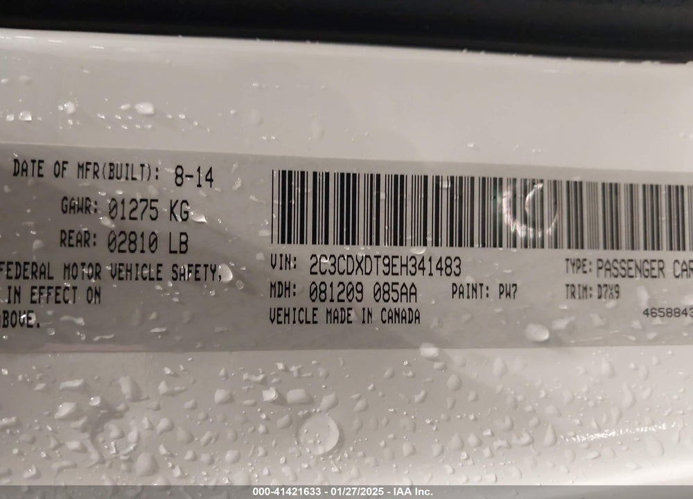 2014 DODGE CHARGER VIN: 2C3CDXDT9EH341483