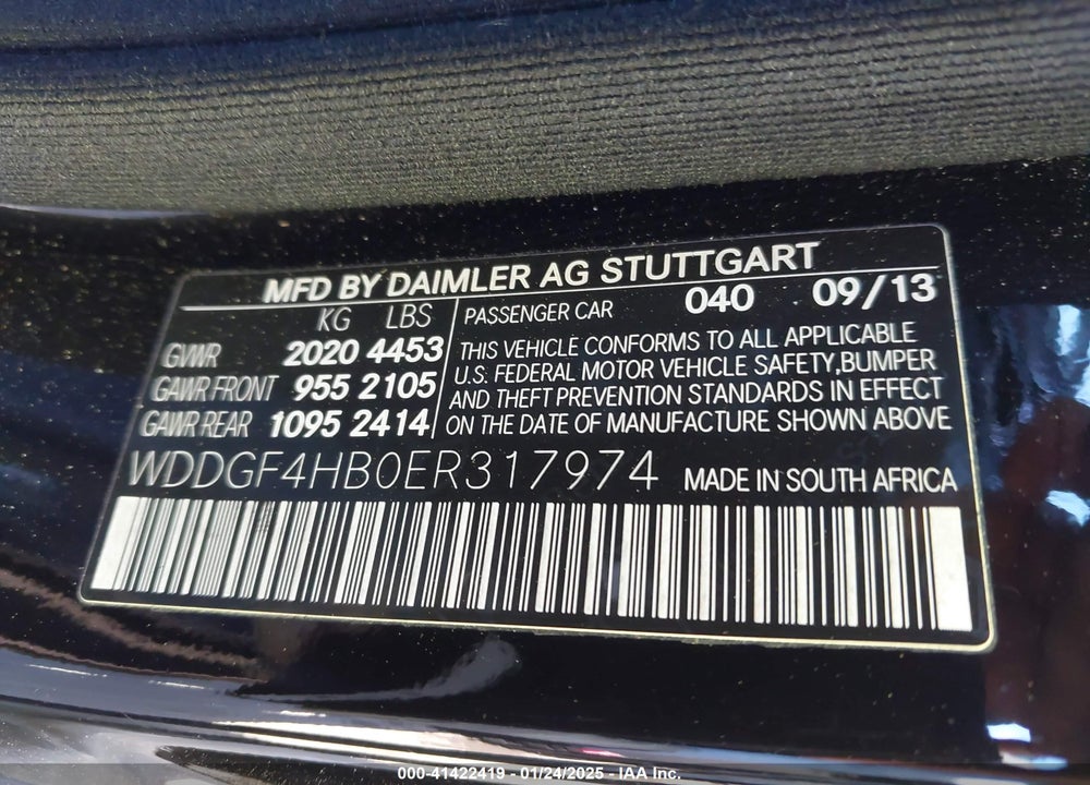 2014 MERCEDES-BENZ C 250 LUXURY/SPORT VIN: WDDGF4HB0ER317974