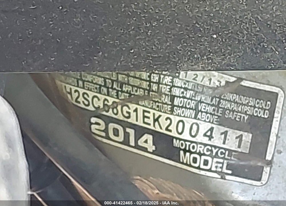 2014 HONDA GL1800 G VIN: JH2SC68G1EK200411
