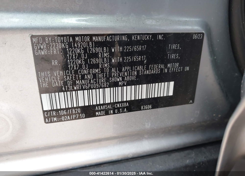 2023 TOYOTA RAV4 HYBRID LE VIN: 4T3LWRFV6PU097682