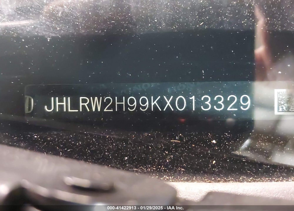 2019 HONDA CR-V TOURING VIN: JHLRW2H99KX013329
