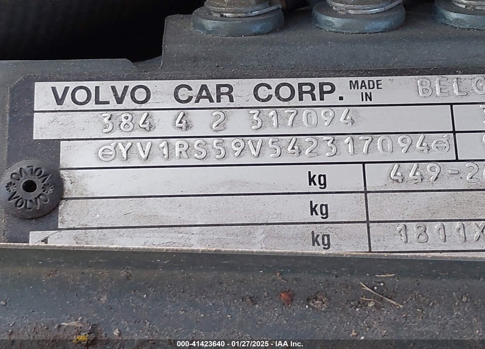 2004 VOLVO S60 2.5T VIN: YV1RS59V542317094