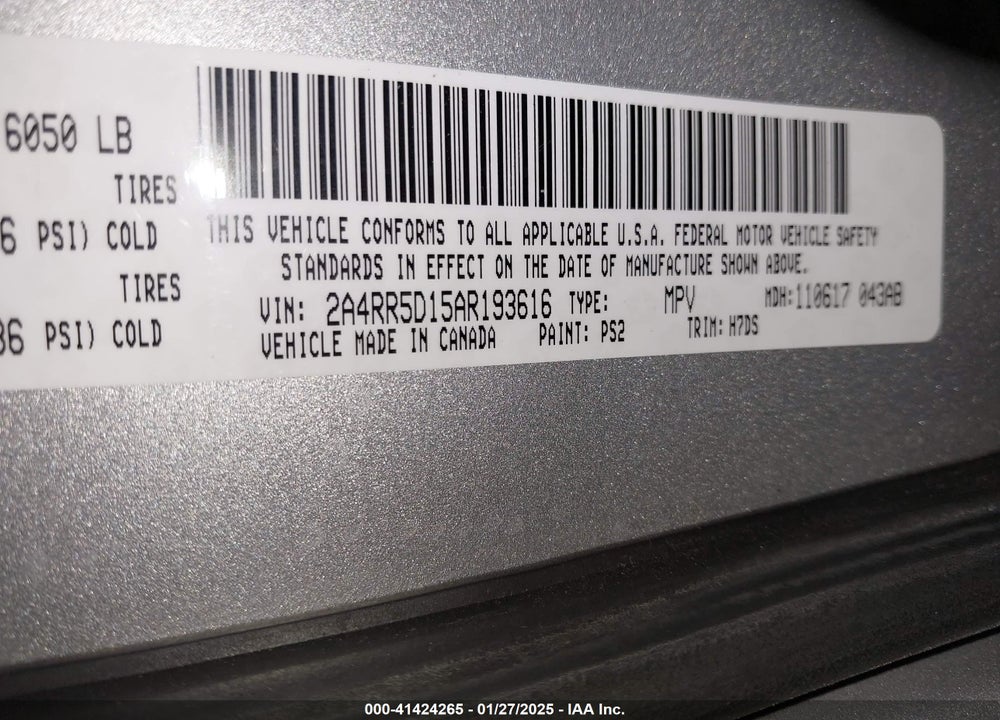 2010 CHRYSLER TOWN & COUNTRY TOURING VIN: 2A4RR5D15AR193616