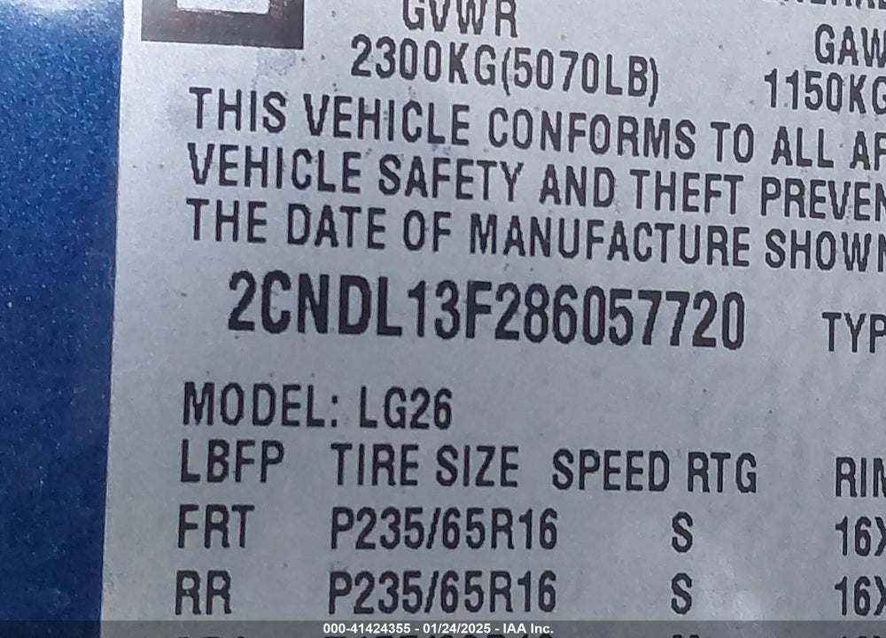 2008 CHEVROLET EQUINOX LS VIN: 2CNDL13F286057720