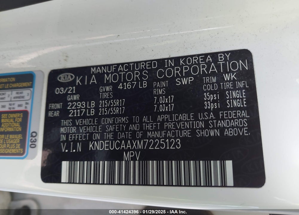 2021 KIA SELTOS S VIN: KNDEUCAAXM7225123