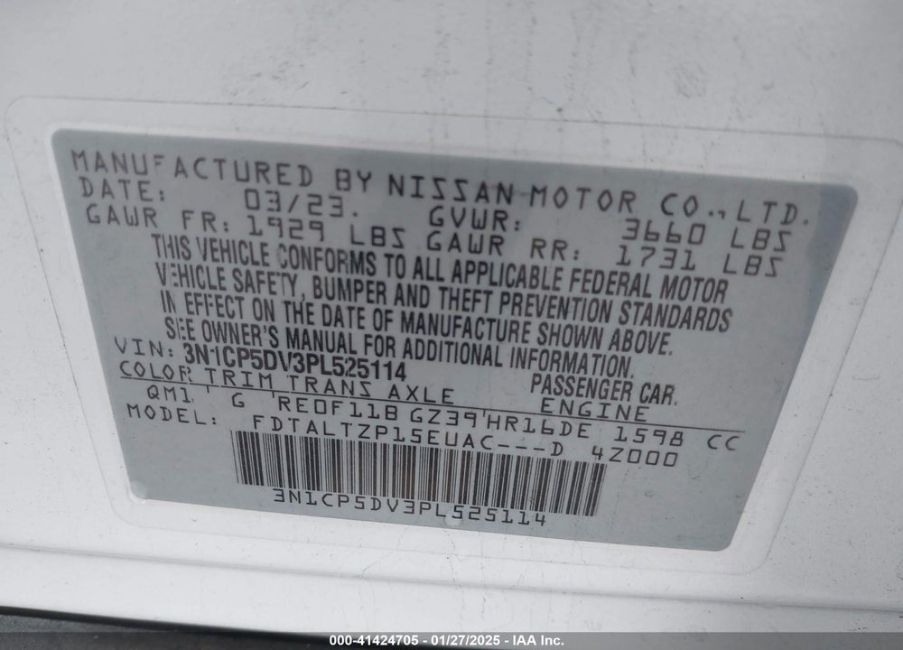 2023 NISSAN KICKS VIN: 3N1CP5DV3PL525114