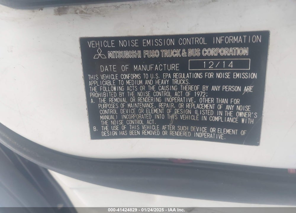 2015 MITSUBISHI FUSO TRUCK FE VIN: JL6BNG1A5FK015317
