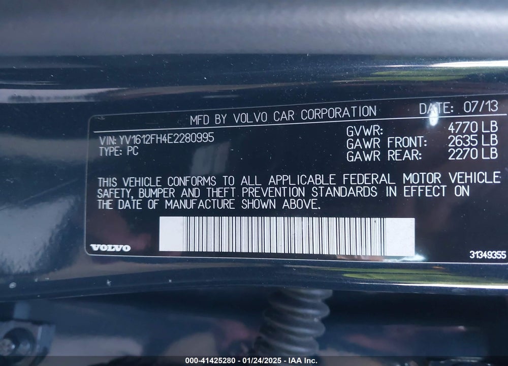 2014 VOLVO S60 VIN: YV1612FH4E2280995