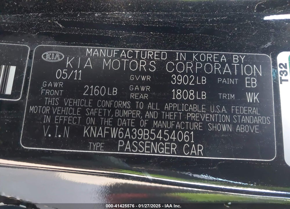 2011 KIA FORTE KOUP SX VIN: KNAFW6A39B5454061