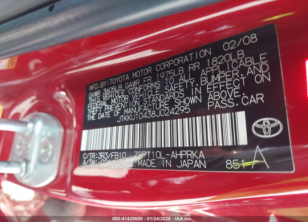 2008 SCION XD VIN: JTKKU10438J024295