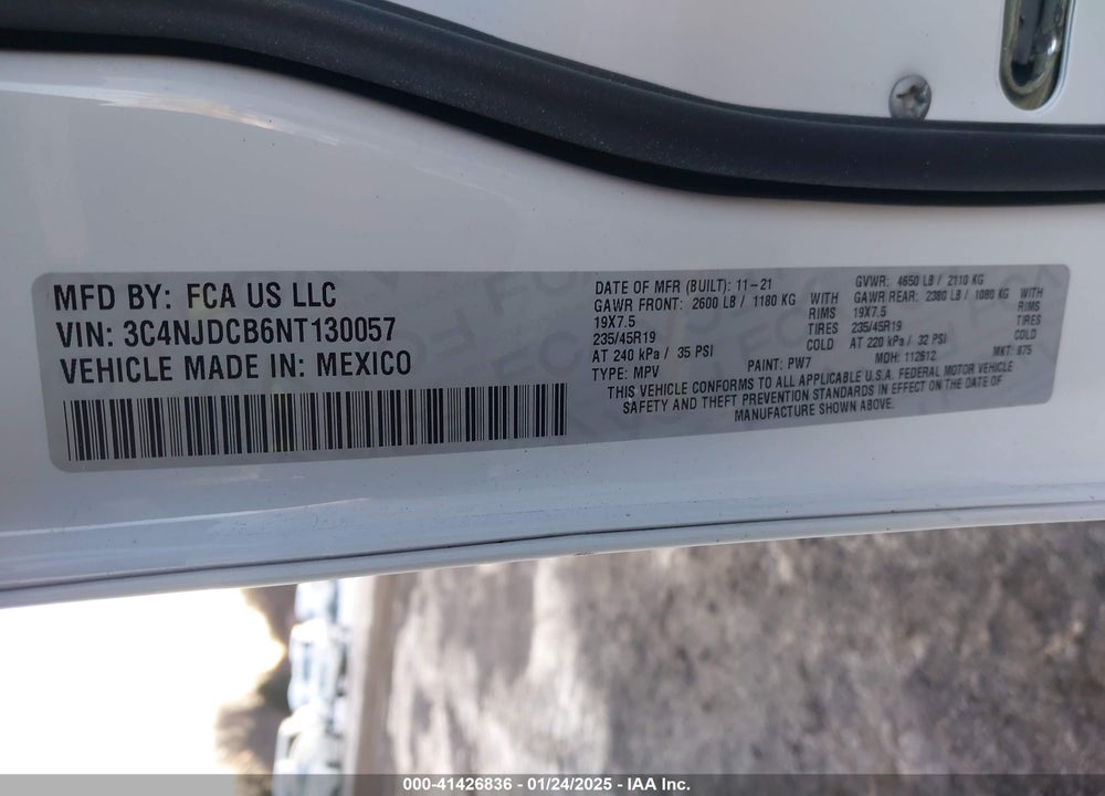 2022 JEEP COMPASS VIN: 3C4NJDCB6NT130057