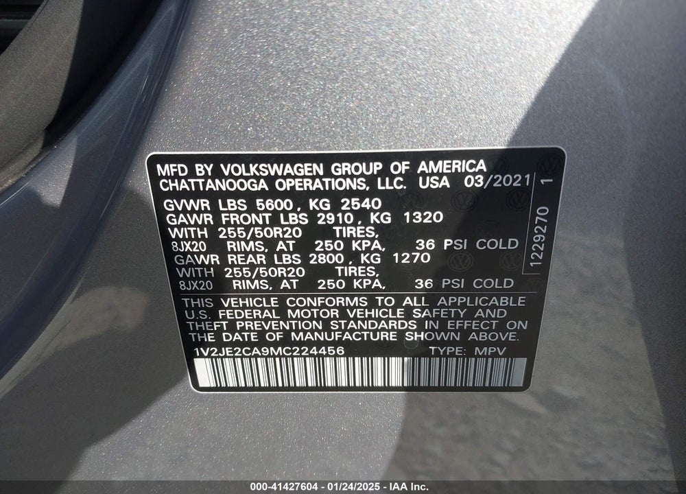 2021 VOLKSWAGEN ATLAS CROSS SPORT VIN: 1V2JE2CA9MC224456