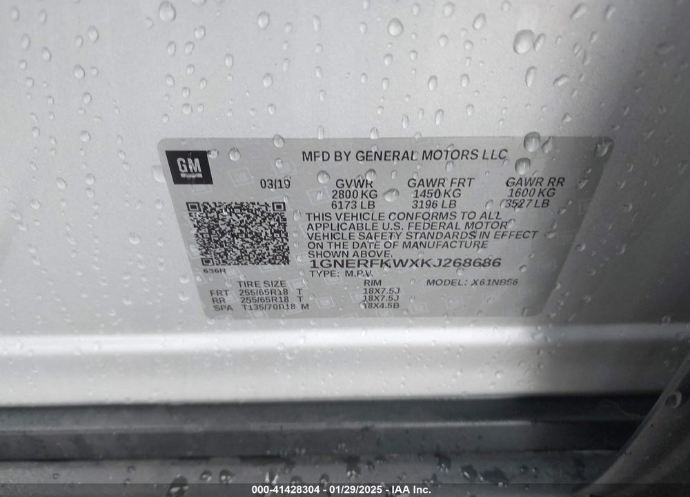 2019 CHEVROLET TRAVERSE LS VIN: 1GNERFKWXKJ268686